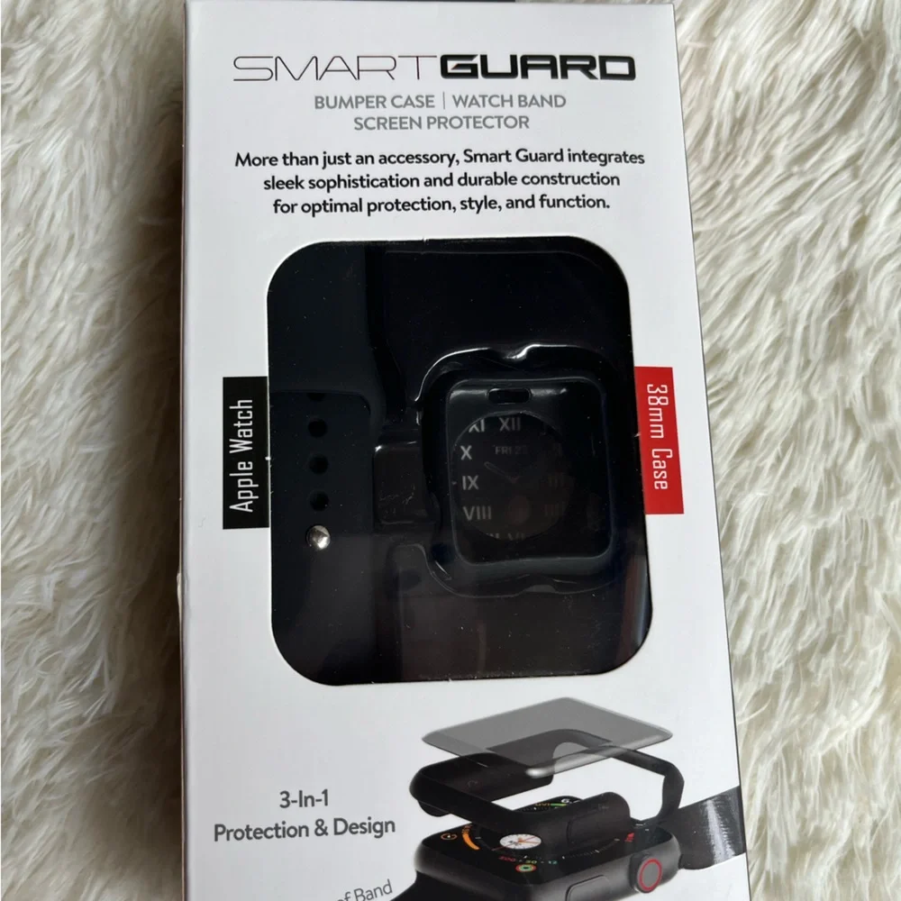 Smart Guard silicon Apple Watch band and bumper cover black new